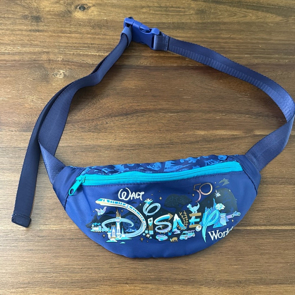Disney 50th Belt Bag Hip Shoulder Waist Fanny‎ Pack Blue WDW Anniversary